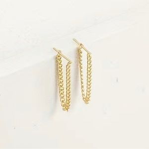 Adjustable Gold gold plated minimal Chain Earrings